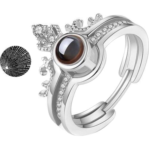 Plated Ring Jewelry for Women 2in1 Adjustable 100 Language Projector Ring Gift Engagement Wedding Ring XIN-Shipping