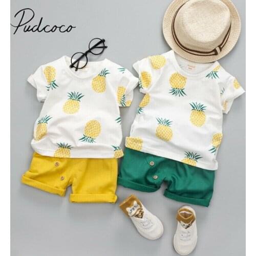 2019 Baby Summer Clothing Toddler Infant Kids Baby Boy Pineapple Short Sleeve T-shirt+Shorts Pants Outfits Kids Clothes 6M-4T