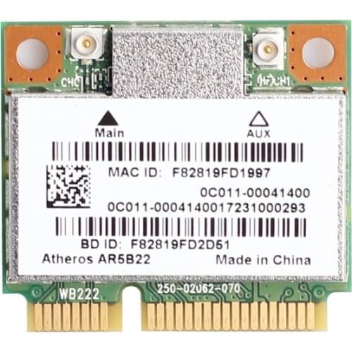 300Mbps Wifi Dual band Atheros AR5B22 Wireless 802.11abgn 2.4G/5Ghz Wi-Fi + Bluetooth 4.0 WLAN Network Half Mini PCI-E card