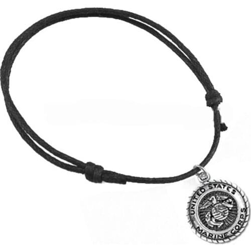 50pcs a lot wax string rope United States marine corps badge charm bracelet