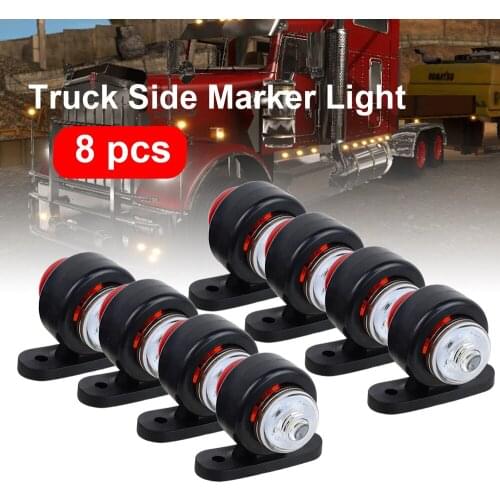 8 pcs Car Truck LED Side Marker Light White Red Turn Signal Lamp for Truck trailer tractor Universal Vehicles
