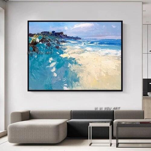 Nordic Style hand painted Oil Paintings Abstract Painting for Living Room Decorative Fresco Seaside Villa Entrance Home Decor