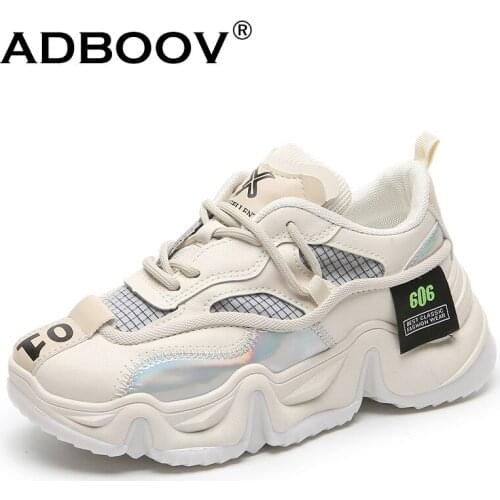 ADBOOV 2020 New Fashion Women Sneakers Plus Size 41 42 Height Increased 6cm Chunky Casual Shoes Ladies