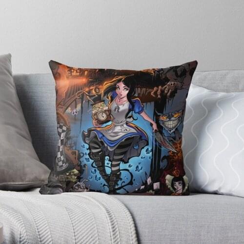 Alice In Wonderland Throw Pillow Cushion Cover Polyester throw pillows case on sofa home living room car seat decor 45x45cm
