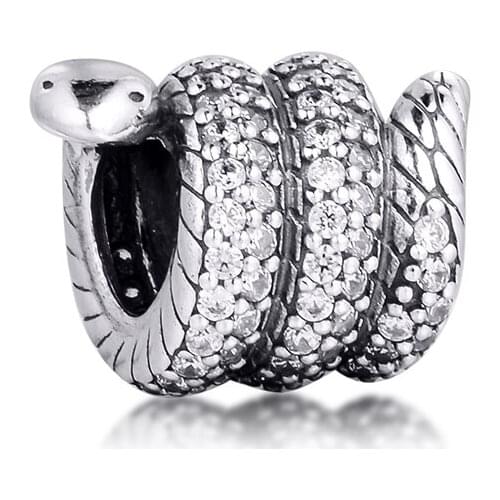 CKK Fit Pandora Bracelets Sparkling Wrapped Snake Charms Silver 925 Original Beads for Jewelry Making Sterling DIY