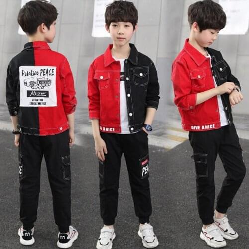 Childrens clothing boy autumn suit 2020 new childrens foreign style boy spring sports handsome clothing 3 piece set