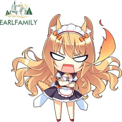 EARLFAMILY 13cm x 12.9cm For Maple Nekopara Car Styling Stickers Vinyl Decal Waterproof Sunscreen Decals Bumper Decoration