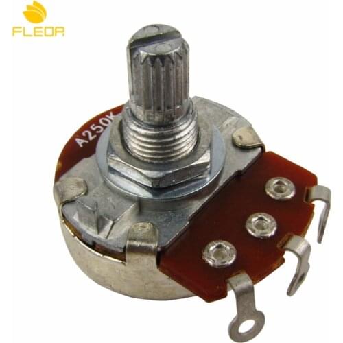 FLEOR 10pcs Full Size Bass Guitar Potentiometer A250K Short Split Shaft Audio Tone Switch Control Pots