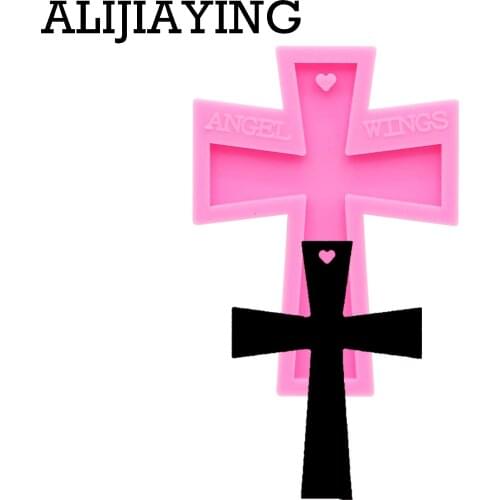 DY0154 Glossy Cross shape keychain silicone mold DIY craft keyring pendant for girl jewelry keychains mould
