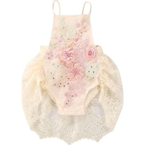 0-18M Princess Newborn Infant Baby Girls Romper Flower Lace Jumpsuit 1st Birthday Costumes For Girls Toddler Baby Girl Clothes
