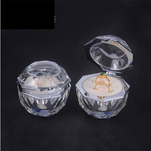 Crystal style ring box couple rings packaging & display glass for women gifts box Proposing wedding jewelry box high quality