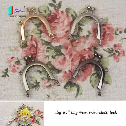Doll Bag Accessory Material Bronze,Silvery,Gun Black,Gold Square 4cm Mini Metal Purse Frame Clasp Lock S0101L