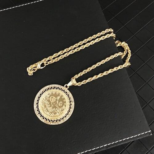 Fashion round zinc alloy coin pendant hip hop rider man badge necklace couple choker jewelry women accessories wholesale