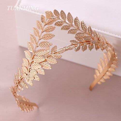Fashion Silver Color Gold Bridal Hairband Wedding Tiara Crown Leaf Queen Princess Bride Women Hair Accessories Head Jewelry
