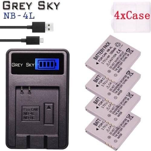 NB-4L NB 4L NB4L Li-ion Batteries + LCD USB Charger for Canon IXUS 60 65 80 75 100 I20 110 115 120 130 IS 117 220 225