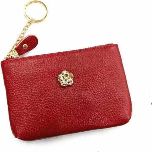 2021 New Fashion Women Coin Purses Genuine Real Leather Cute Girl Mini Bag Case Flower Zipper Wallet Female Lady Coin Card Bag