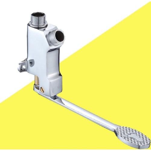 Switch Control By Floor Single Brass Foot Pedal Valve Polished Basin Faucet Single Cold Tap