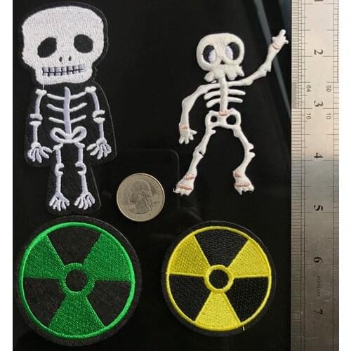 PGY Dark Punk Skulls Skeleton Embroidery Patches Rock Iron On Patch for Clothes Applique Coat Bag Badge Biker DIY Parches