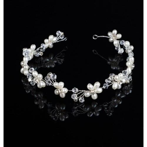 Hair Bands Pearl Wedding Hair Ornament Rhinestone Flower Women Bridal Head Decoration Handmade Crystal Hair Jewelry