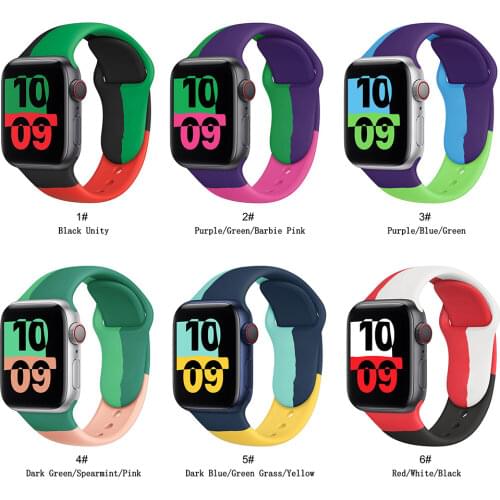 Silicone Strap For apple Watch band 44mm 40mm 38mm 42mm Rubber belt smartwatch watchband bracelet iWatch 3 4 5 se 6 Tricolor2121