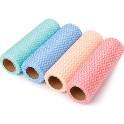 Roll Non-woven Kitchen Cleaning Cloth Disposable Rags Wiping Scouring Pad Dishcloth Bathroom Washing Cloth Kitchen Tools