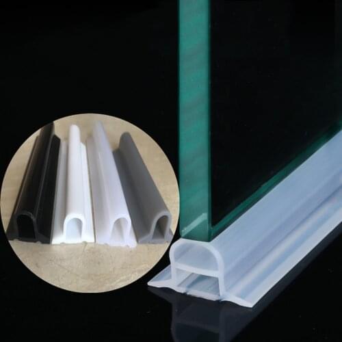 Silicone bathroom water stopper flood barrier dam Waterproof D shape Sealing strip for Glass door Shower dry and wet separation