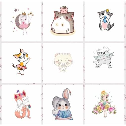 Cute Animals Patch Heat Transfer Patch Iron On Transfer For Clothing Badge Patches Stripes Thermal Stickers On Clothes t-Shirt