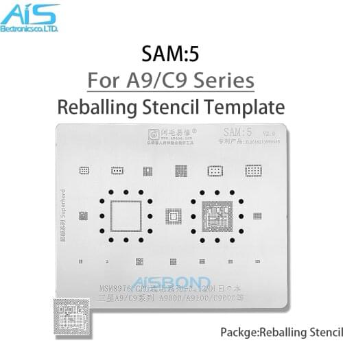 Amaoe SAM5 BGA Reballing Stencil For Samsung C9 C9000 A9 A9000 A9100 MSM8976 CPU RAM AUDIO WIFI POWER Solder Reballing Tin Pin