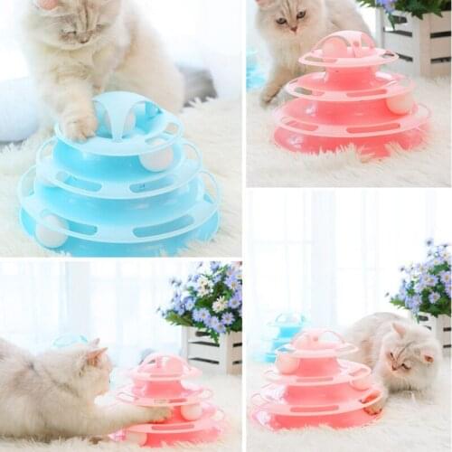 Three Levels Pet Cat Toy Training Amusement Plate Kitten Tower Tracks Disc Cat Intelligence Amusement Triple disc Accessories