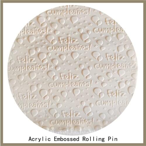Fondant Decoration Non-stick Sugar Cookies Clay Art Projects Acrylic 3D Embossed Rolling With Feliz Cumpleaños Pattern