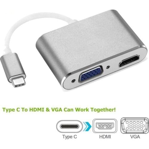USB 3.1 Type C to HDMI USB-C 4Kx2K HDMI VGA HUB Video Converter Adaptor USB 3.0 Hub Adapter Cable For Macbook Samsung Xiaomi