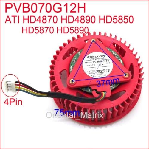 Free Shipping PVB070G12H 12V 1.00A Fan For ATI HD4870 HD4890 HD5850 HD5870 HD5890 Graphics Card Cooler Cooling Fan 4Pin 4Wire