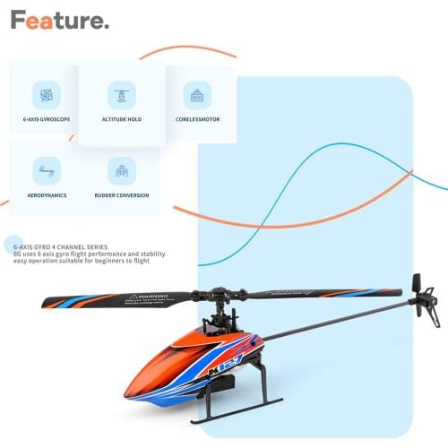 WLtoys XKS K127 RC Helicopter Remote Control Helicopter for Beginners 6-axis Gyro Single Blade RC Aircraft RC Plane 4CH RTF