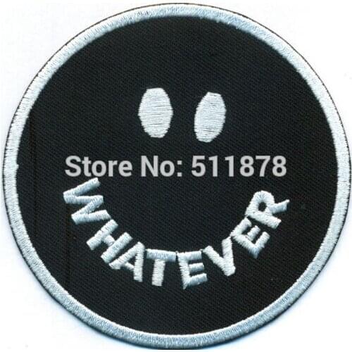 WHATEVER Smiley Smile Biker Rockabilly Punk Rock Outlaw MC Embroidered Motorcycle Biker Club Vest Patch IRON ON Badge emblem