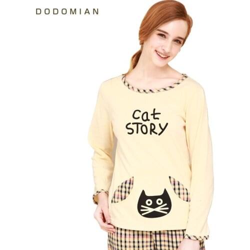 Women Pajamas Cotton Female Cat Pajamas Sexy Ladies Sleepwear Tops+Pants Set High Quality Spring And Winter Home Clothes