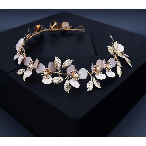 HONGFUYU Wedding Accessories Pearls Hair Combs Pins Flower Leaf Headpieces Headbands For Brides Women Hairband Bridal Jewelry