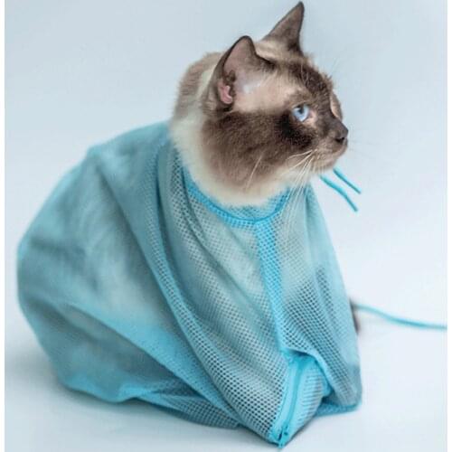 1pcs Mesh Cat Washing Bag Grooming Clean Multifunctional Pet Bathing Bag Bite Restraint No Scratching Nail Cutting Bag