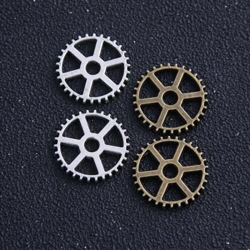 10 pieces/lot 20mm Two Color Metal Alloy Gear Charms Gear Jewelry Charm Finding