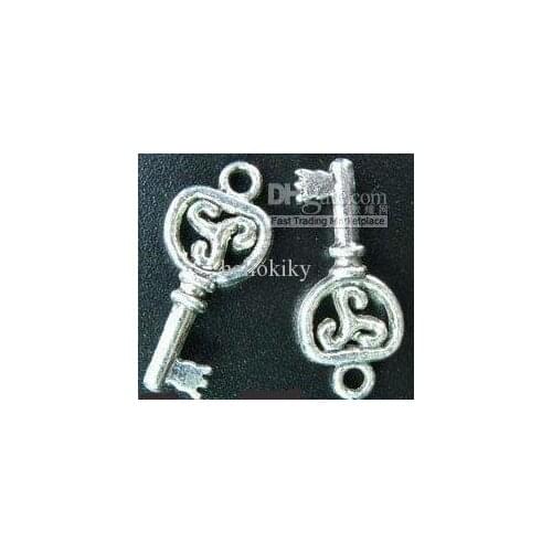 1200pcs Tibetan silver swirl heart key pendant 22x10mm A51