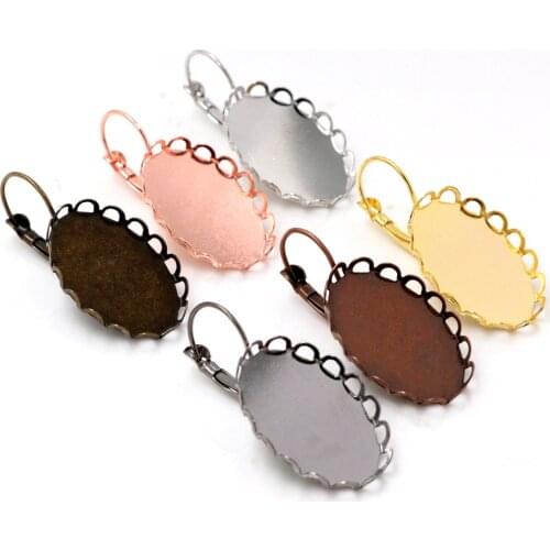 13x18mm 18x25mm 10pcs 7 Colors plated French Lever Back Earrings Blank/Base,Fit Oval glass cabochons;Earring bezels