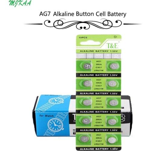 200Pcs=20Card AG7 Button Batteries Cell Alkaline Battery 1.5V GR927 395A For LR927 LR57 SR927W 399 Watch Electronic Toy Remote