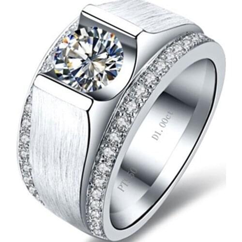 6mm Width Test Positive 2CT Moissanite Diamond Ring for Man Sterling Silver Male Engagement Jewelry Luxury Brand Men Ring S925