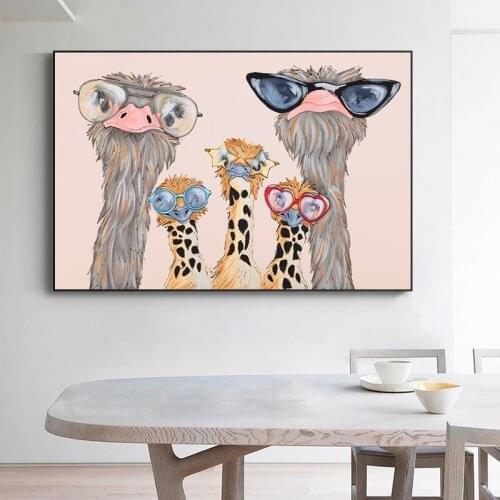 Abstract Modern Ostrich Canvas Paintings Animal Posters and Prints Wall Art Picture for Living Room Home Wall Decoration Picture