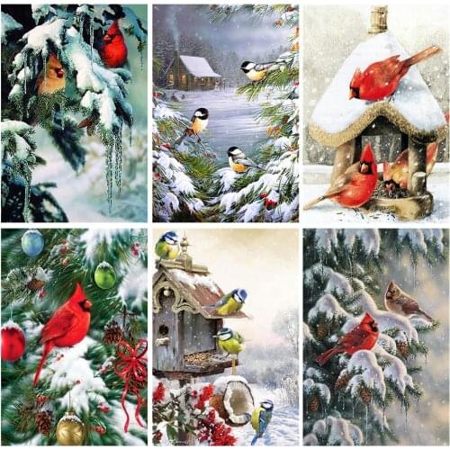 Diamond Paintng Full Square Animals Diamond Embroidery Snow Bird Cross Stitch Handmade Art Bead Picture Kits Wall Decor