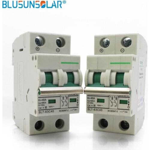 50pcs 2 Pole 25A 32A 40A 50A 63A DC550V MCB DC Circuit Breaker Solar energy photovoltaic (pv) solar dc switch