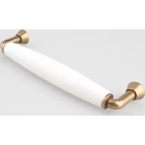 128mm white bronze fashion vintage furniture handles white ceramic cabinet drawer pull knob 5" antique brass dresser door handle