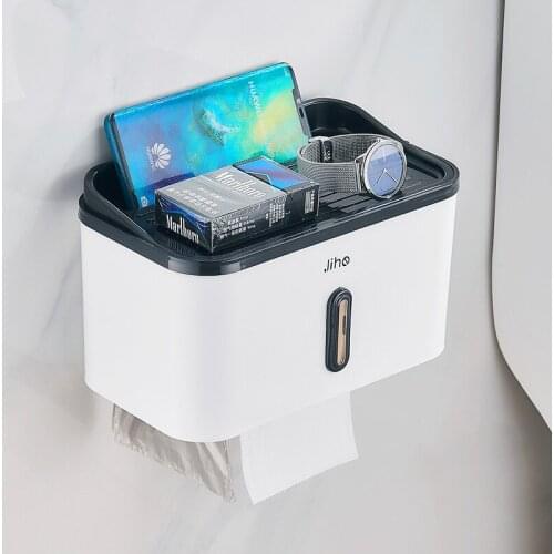 Toilet Paper Holder Wall Mounted Shelf Tissue Storage Box Roll Paper Tube Dispenser Waterproof Bathroom Supplies Tray Products