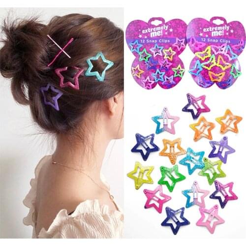 12PCS/Set Mini Star Butterfly Hair Clip Kids Metal Hair Clips Barrettes Hairpins Girls Hair Accessories Headwear Styling Tools