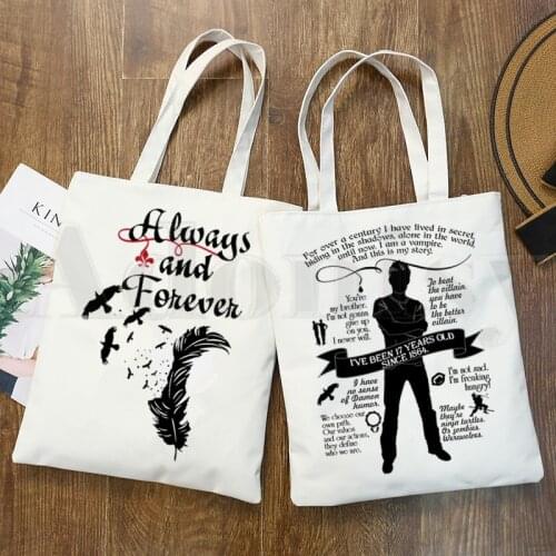 The Vampire Diaries Ulzzang Casual Harajuku 90s Handbags Shoulder Bags Casual Shopping Girls Women Elegant Canvas Bag
