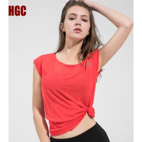 Short Sleeve Sports T-shirt Women Running Loose Yoga Blouse Running Quick Dry Breathable Workout Gym Fitness Leisure Top HGC